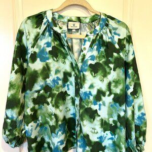 Tuckernuck Women's Blouse, Size - Small, Color - Green Tones, 3/4 Length Sleeves
